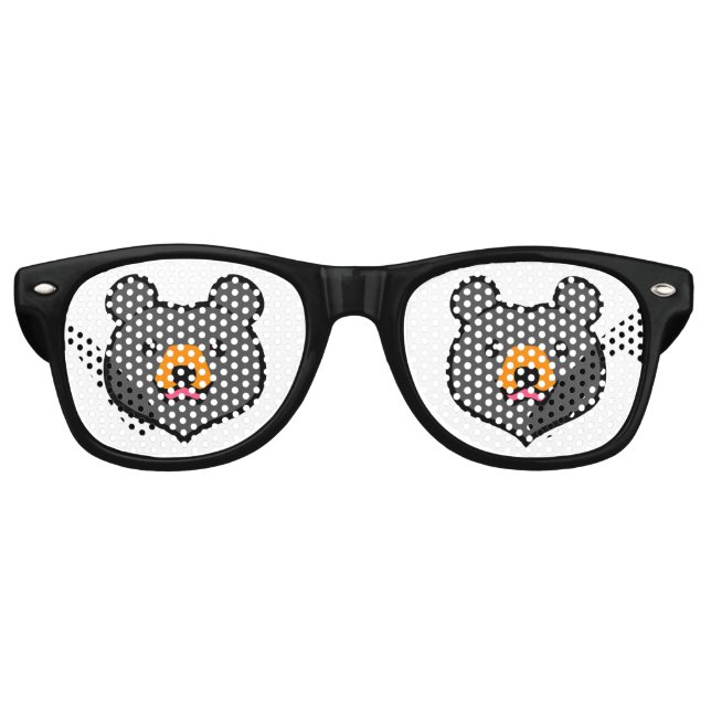 Kawaii Animal Lover Cartoon Black Bear Retro Sunglasses (Front)