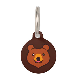Kawaii Animal Lover Cartoon Brown Bear Pet Tag