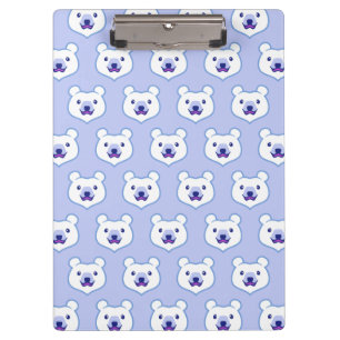 Kawaii Animal Lover Cartoon Polar Bear Clipboard