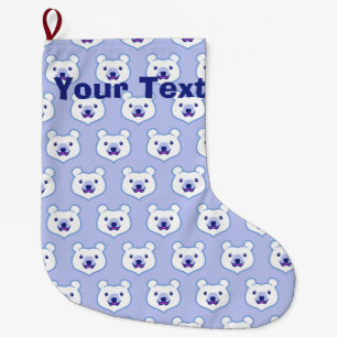 Kawaii Animal Lover Cartoon Polar Bear Large Christmas Stocking