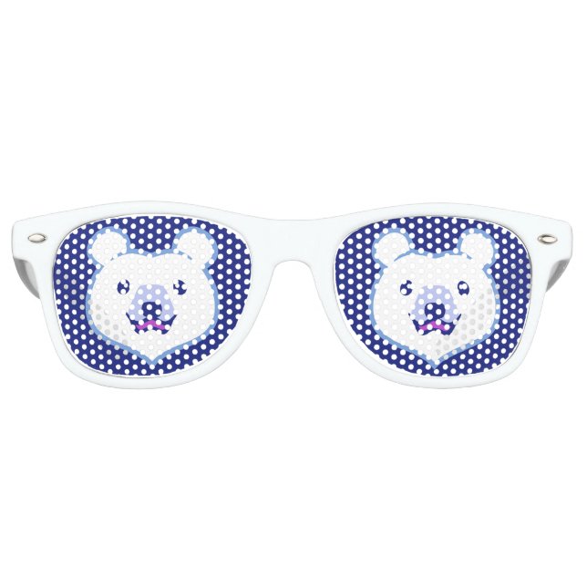 Kawaii Animal Lover Cartoon Polar Bear Retro Sunglasses (Front)