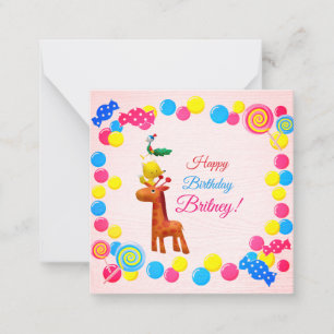 Kawaii Animal Tower Birthday Flat Note Card