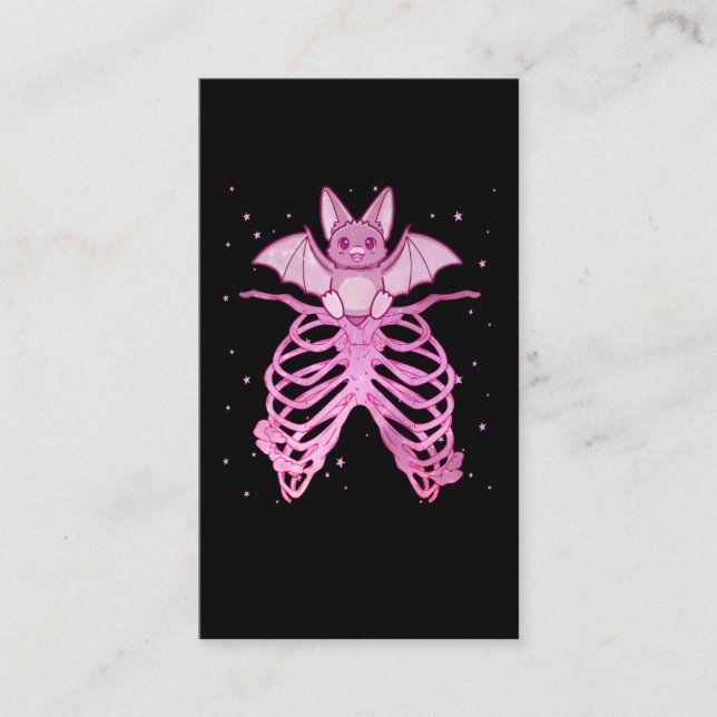 Kawaii Anime Animal Pastel Goth Bat Business Card (Front)