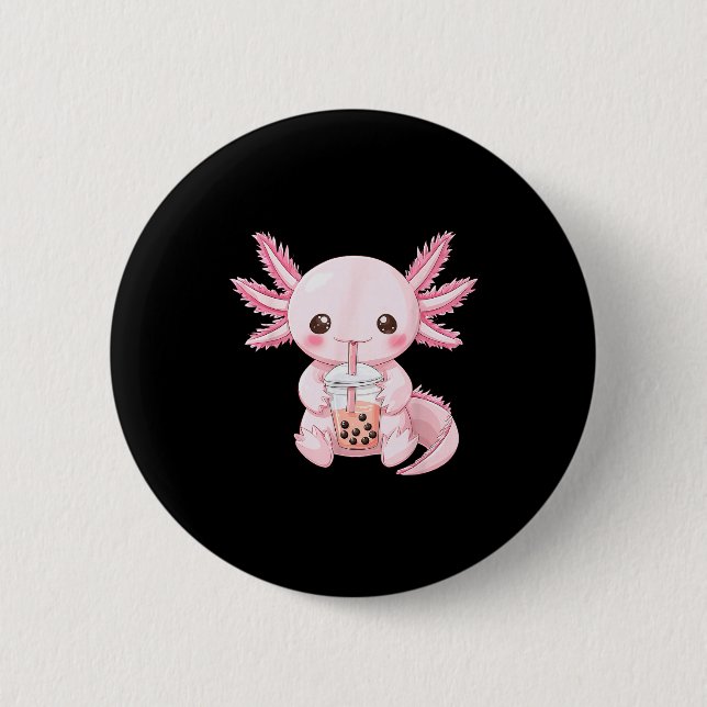 Kawaii Anime Axolotl Boba  6 Cm Round Badge (Front)