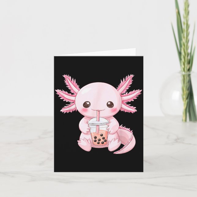 Kawaii Anime Axolotl Boba  Card (Front)