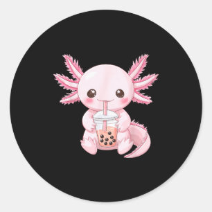 Kawaii Anime Axolotl Boba  Classic Round Sticker