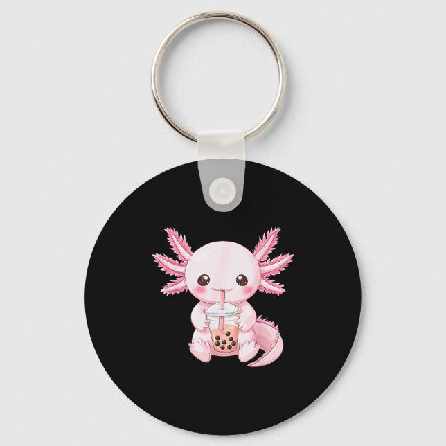 Kawaii Anime Axolotl Boba  Key Ring (Front)