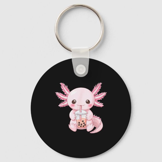 Kawaii Anime Axolotl Boba  Key Ring (Front)