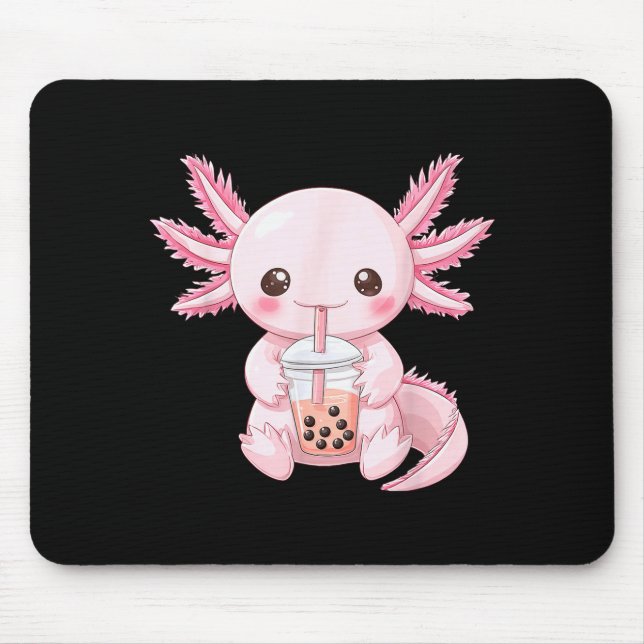 Kawaii Anime Axolotl Boba  Mouse Mat (Front)