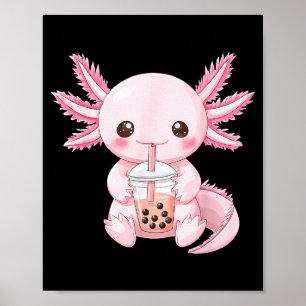 Kawaii Anime Axolotl Boba  Poster