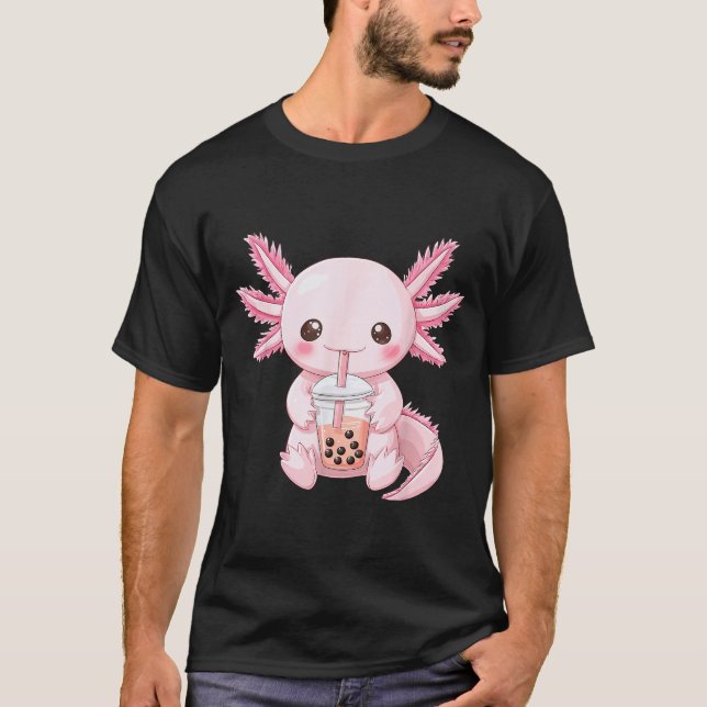 Kawaii Anime Axolotl Boba  T-Shirt (Front)