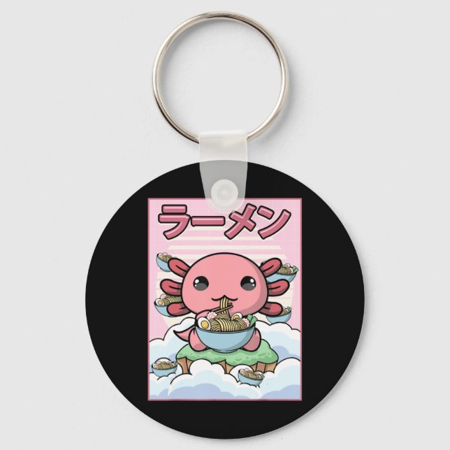 Kawaii Anime Axolotl Ramen Noodle Women Men Boys G Key Ring (Front)