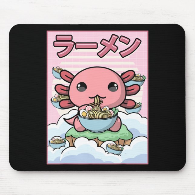 Kawaii Anime Axolotl Ramen Noodle Women Men Boys G Mouse Mat (Front)