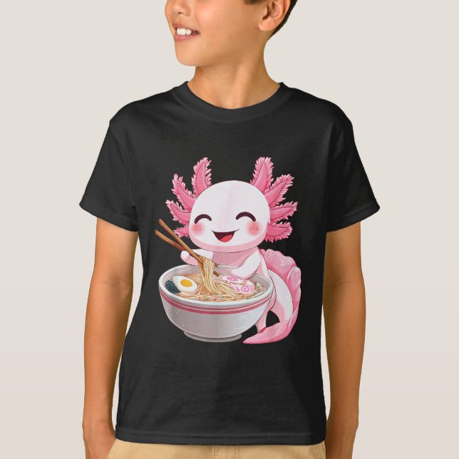 Kawaii Anime Axolotl Ramen  T-Shirt (Front)