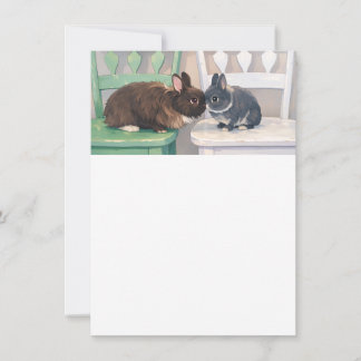 Kawaii Anime Bunnies on Chairs Party Invitation