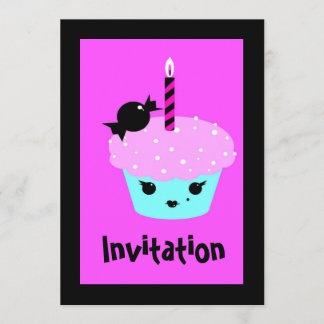 kawaii anime cartoon Emo goth cupcake Invitation