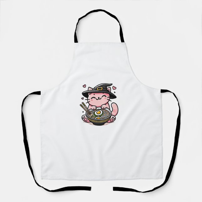 Kawaii Anime Cat Cute Ramen Halloween Kids   Apron (Front)