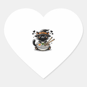 Kawaii Anime Cat Cute Ramen Halloween Kids   Heart Sticker