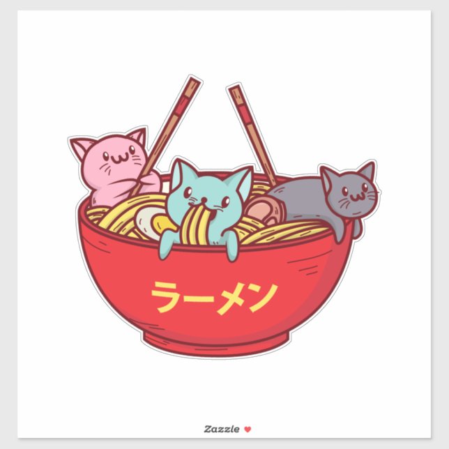Kawaii Anime Cat Funny Adorable Japanese Ramen (Sheet)