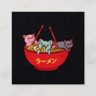 Kawaii Anime Cat Funny Adorable Japanese Ramen Square Business Card