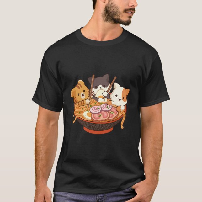 Kawaii Anime Cats Otaku Japanese Ra Noodles T-Shirt (Front)
