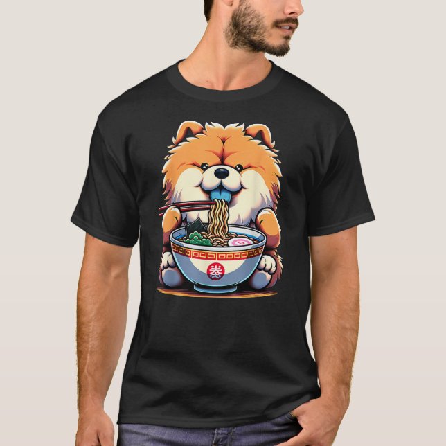 Kawaii Anime Chow Chow Dog Ramen T-Shirt (Front)
