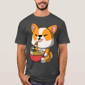 Kawaii Anime Corgi Dog Asian Noodles Japanese Rame T-Shirt