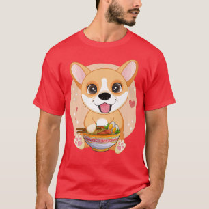 Kawaii Anime Corgi Dog Ramen Noodles Cute Japanese T-Shirt