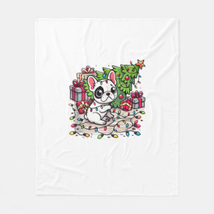 Kawaii Anime Frenchie Christmas Funny Dog Fleece Blanket