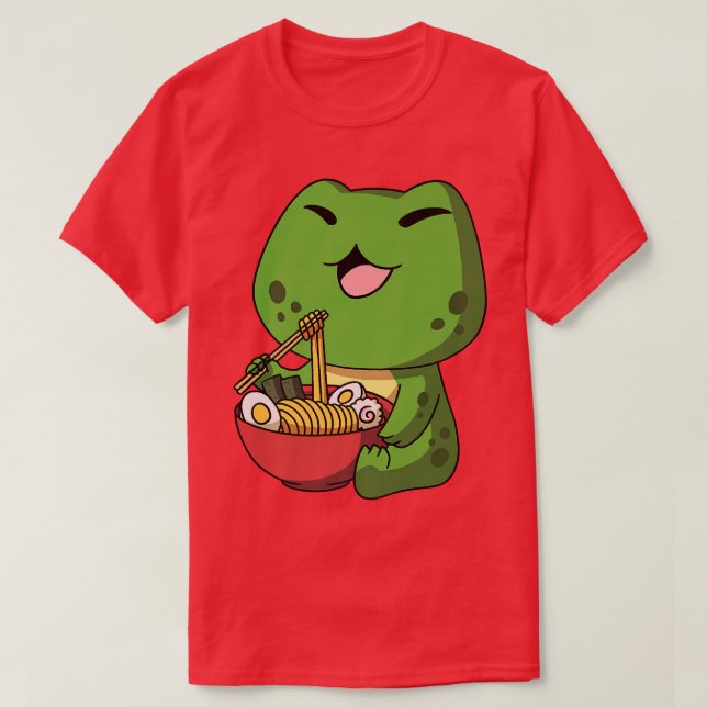 Kawaii Anime Frog Asian Noodles Japanese Ramen 569 T-Shirt (Design Front)