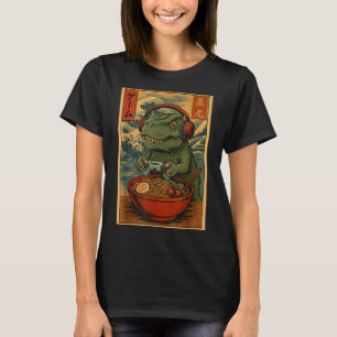 Kawaii Anime Gamer T-rex Ramen Retro Japanese Gami T-Shirt