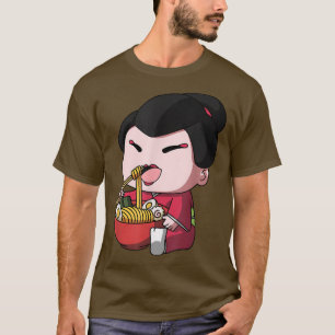 Kawaii Anime Geisha Asian Noodles Japanese Ramen T-Shirt