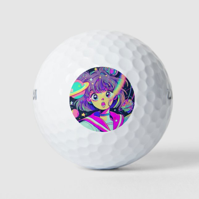 Kawaii Anime Girl Golf Balls (Front)