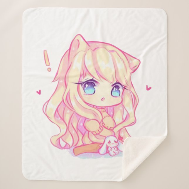 kawaii,anime,girl,just,who,loves,sketching, sherpa blanket (Front)