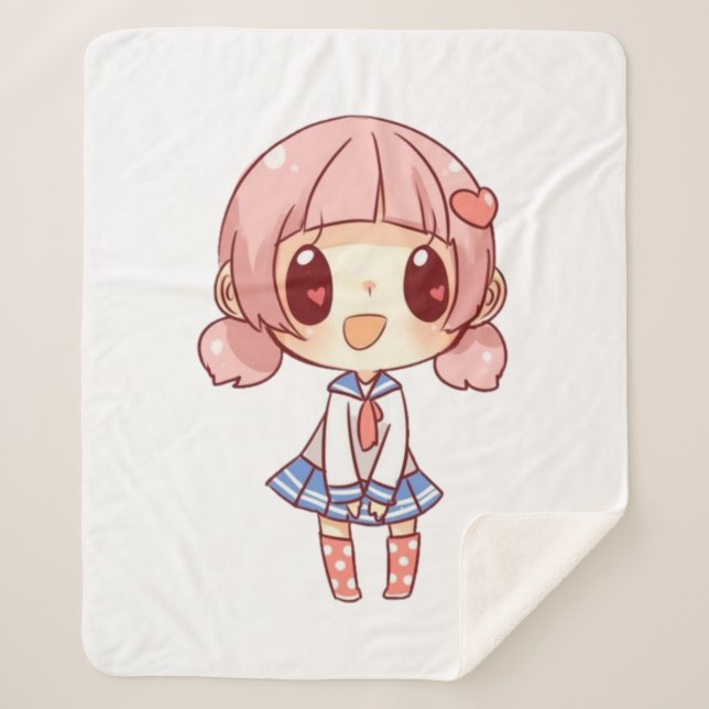 kawaii,anime,girl,just,who,loves,sketching, sherpa blanket (Front)