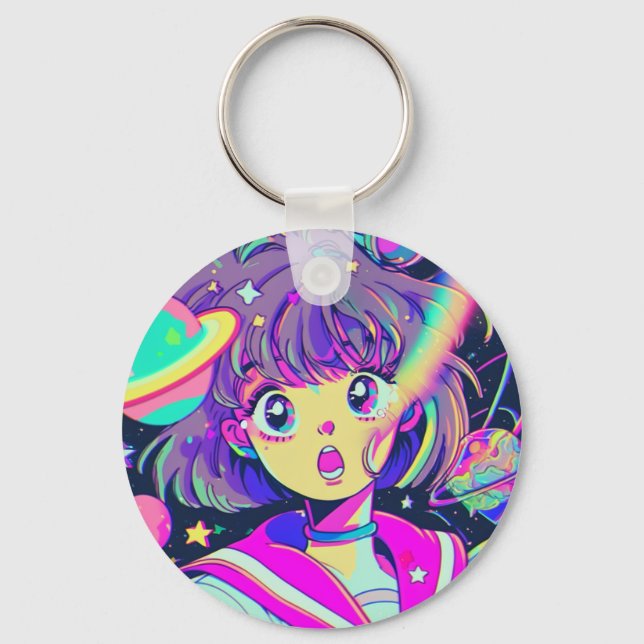 Kawaii Anime Girl Keychain (Front)