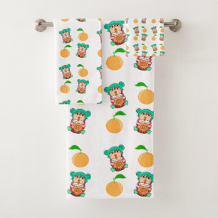 kawaii anime girl pattern bath towel set