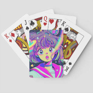 Kawaii Anime Girl Playing Cards