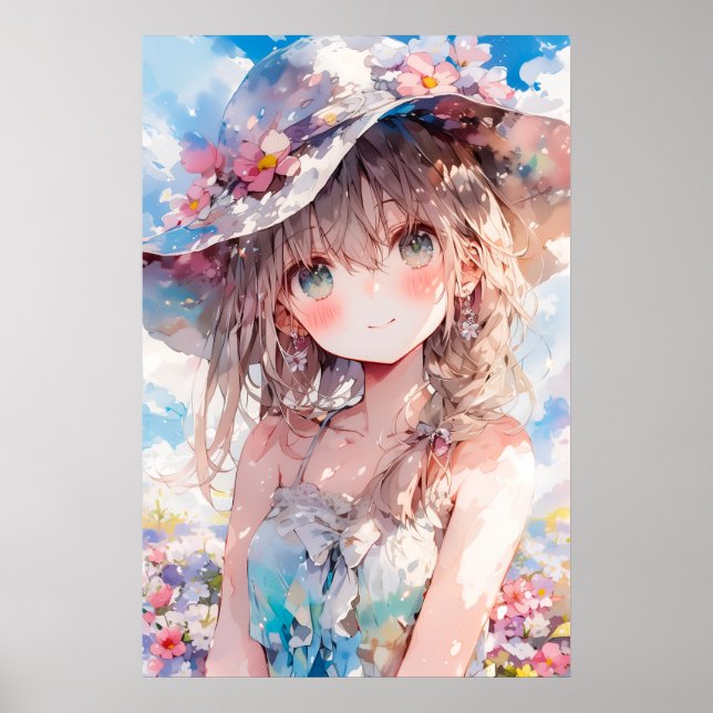 Kawaii Anime Girl Poster (Front)