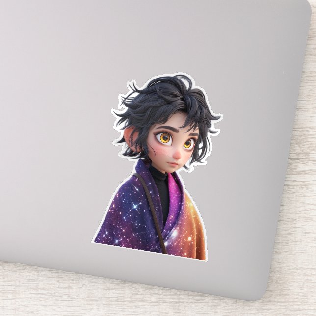 Kawaii Anime Girl Sticker | Cute Galaxy Aesthetic  (Detail)