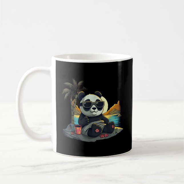 Kawaii Anime Japanese Panda Beach Summertime Coffee Mug (Left)