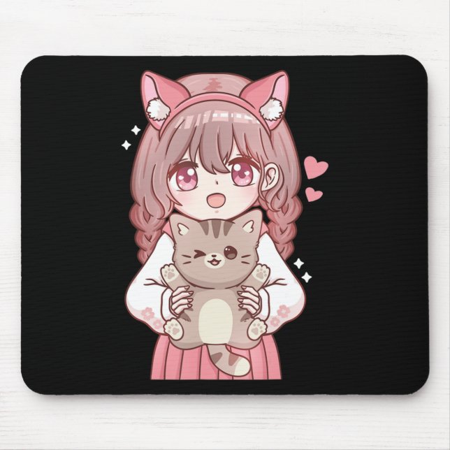 Kawaii Anime Kawaii Cat Lover Otaku  Mouse Mat (Front)