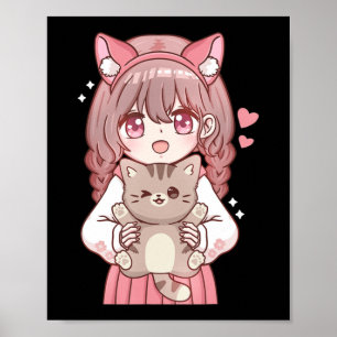 Kawaii Anime Kawaii Cat Lover Otaku  Poster