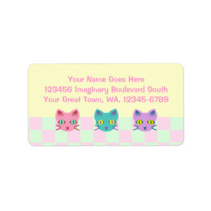Kawaii Anime Kitty Cats Sherbet Checks Label