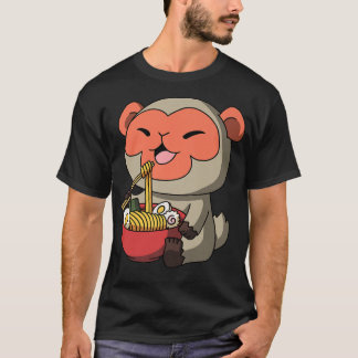 Kawaii Anime Macaque Monkey Asian Noodles Japanese T-Shirt