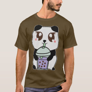 Kawaii Anime Panda Drinking Boba Tea Cute Bubble T-Shirt