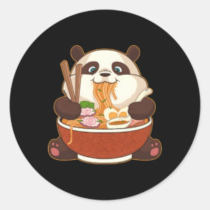 Kawaii Anime Panda Otaku Japanese Ra Noodles Classic Round Sticker