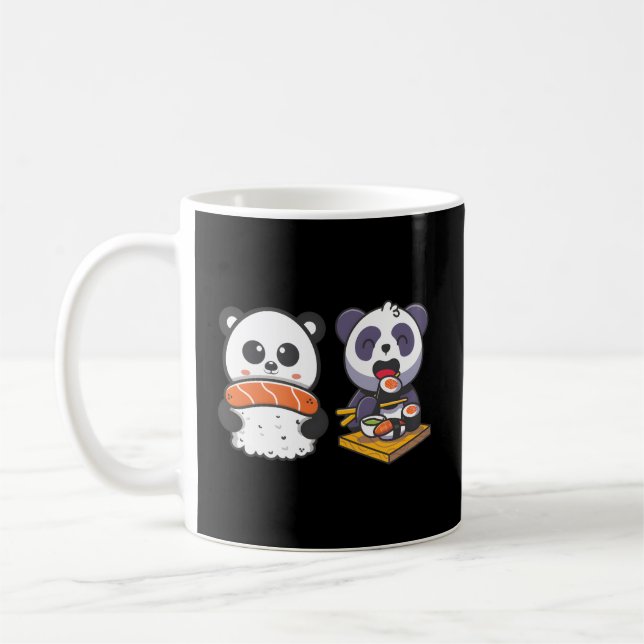 Kawaii Anime Panda Sushi Japanese Nigiri Otaku Coffee Mug (Left)