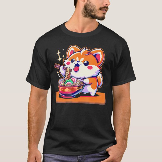 Kawaii Anime Pomchi Dog Ramen          T-Shirt (Front)