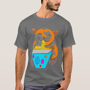 Kawaii Anime Ramen Kitty Cat Japanese Noodles T-Shirt